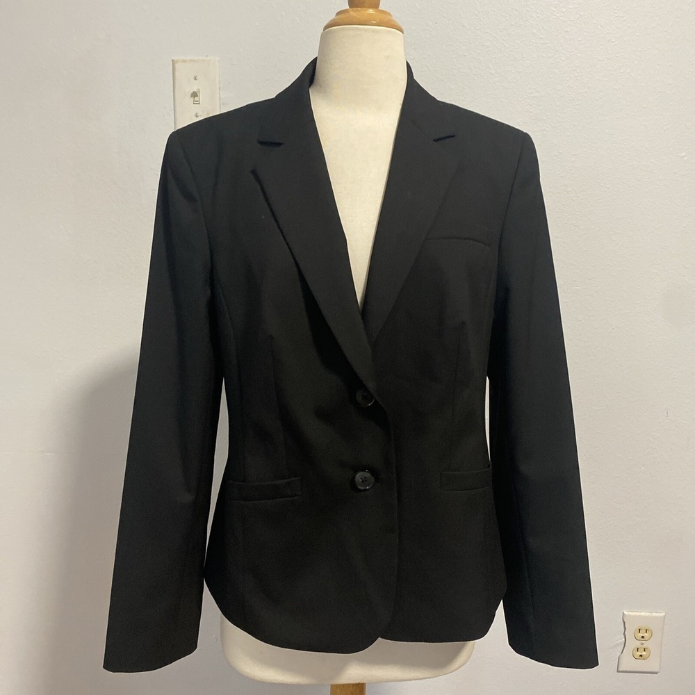 Jones New York Blazer Womens 10 Black Office Siren Businesswear Old Money